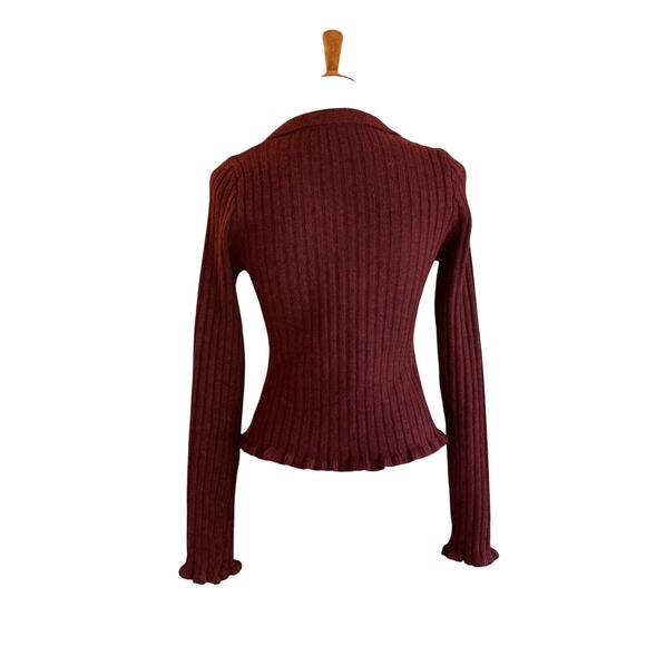 Princess Polly Maroon Split Bottom Ribbed Sweater, GORGEOUS! - Picture 4 of 6